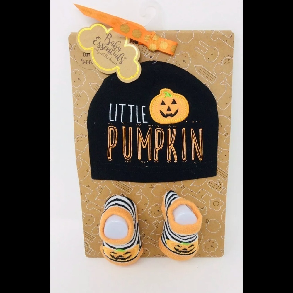 Baby Halloween Pumpkin Hat And Socks 0-6 M NWT
